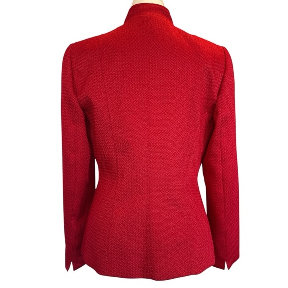 TAHARI ASL Women’s Red Tailored Inverted Lapel Collar Blazer Jacket Studded Sz 6 - Picture 5 of 12